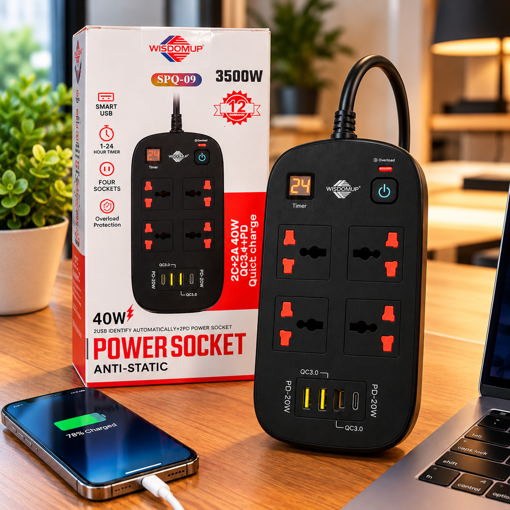Station de charge WISDOMUP 4 USB sur bureau